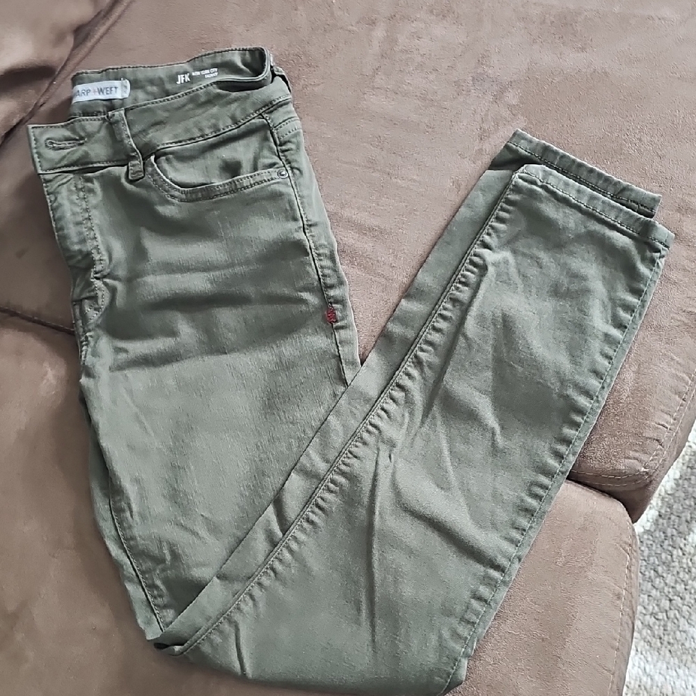 Warp + Weft Olive JFK NYC Skinny Jeans, 28 X 29